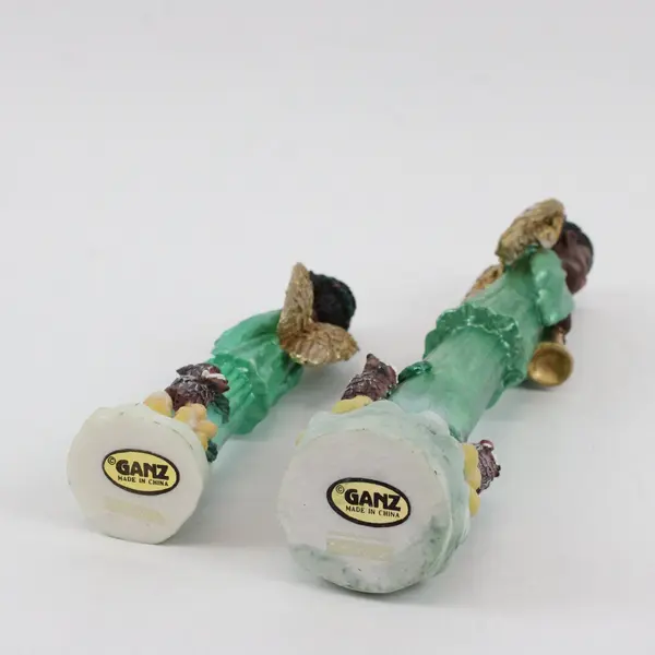 Ganz Set of 2 African American Choir Angel Figurines Green Robes Decor