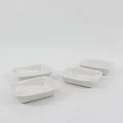 Set of 4 Vintage Gerosco Inc White Rectangular Porcelain Dishes 50-877
