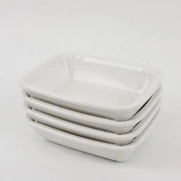 Set of 4 Vintage Gerosco Inc White Rectangular Porcelain Dishes 50-877