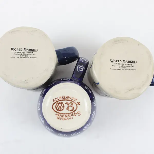 Lot of 3 Ceramic Coffee Mugs World Market Boleslawiec