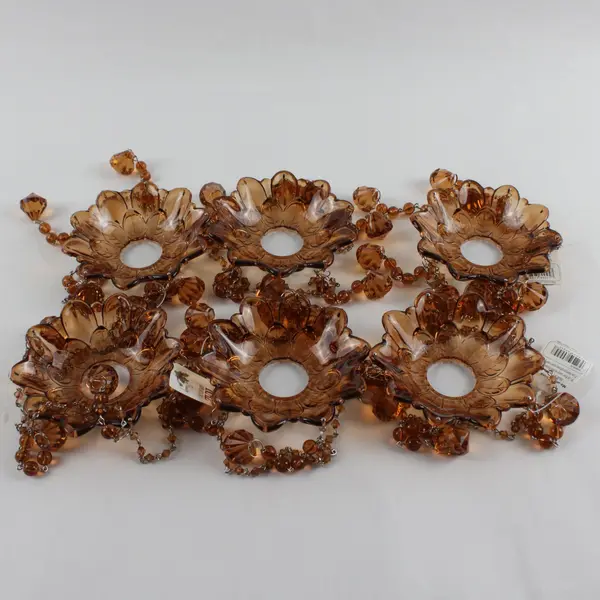 Lot of 6 Raz Imports Vintage Amber Acrylic Candle Drip Catchers Prisms