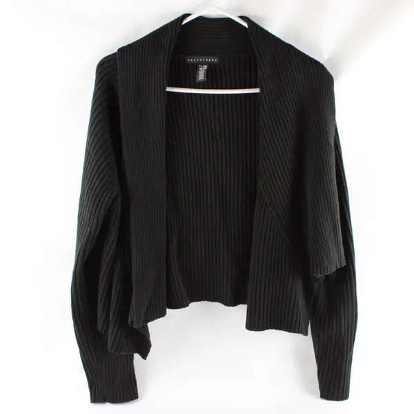 Apostrophe Women's XL (18-20) Black Open Front Long Sleeve Knit Cardigan
