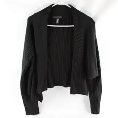 Apostrophe Women's XL (18-20) Black Open Front Long Sleeve Knit Cardigan