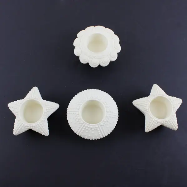 Lot of 4 PartyLite Sea Drifters White Bisque Porcelain Tealight Holders