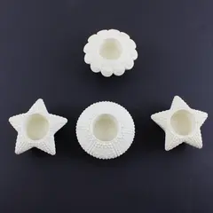 Lot of 4 PartyLite Sea Drifters White Bisque Porcelain Tealight Holders
