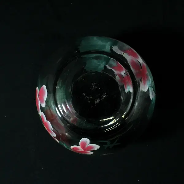 Libbey Pink Hand Painted Glass Vase Pink And White Flowers Signed