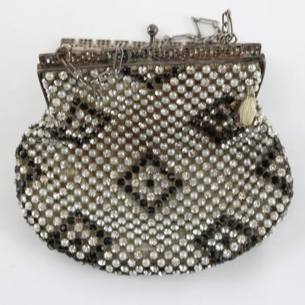 Vintage Rhinestones Evening Purse Chain Strap Art Deco Style 1930s 