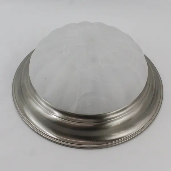 14 in Brushed Nickel Flush Mount Frosted Glass Ceiling Light 