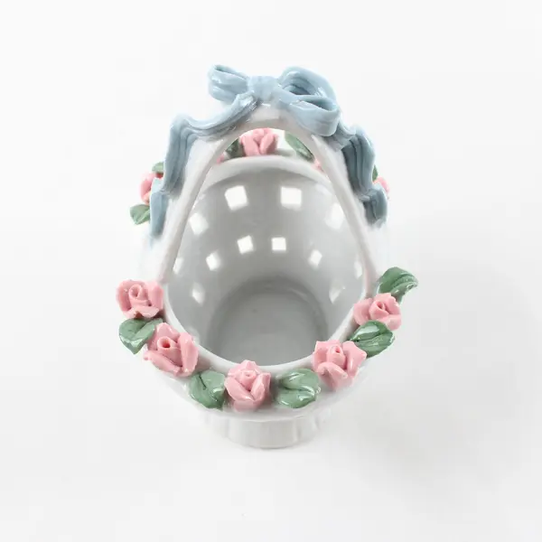 Lot of 3 Porcelain Easter Baskets White Floral Accent Spring Decor