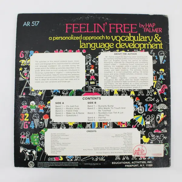 Hap Palmer Feelin' Free AR 517 12" Vinyl LP Record