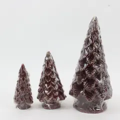 Enesco Set of 3 Vintage Red Christmas Tree Candles Holiday Decor Sealed NEW