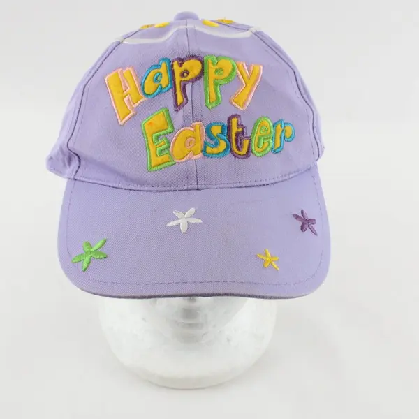 Vintage Embroidered Happy Easter Purple Spring Baseball Cap