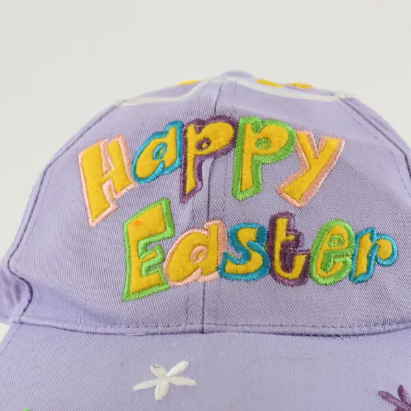 Vintage Embroidered Happy Easter Purple Spring Baseball Cap