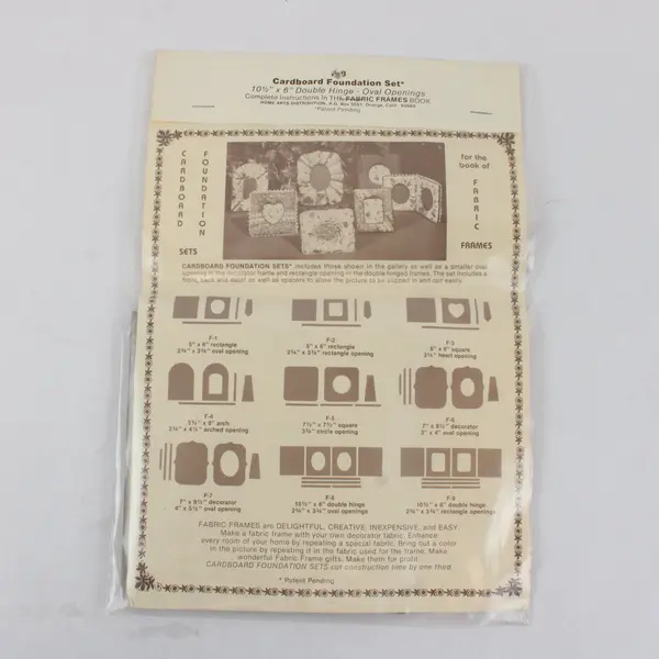Vintage Home Arts F-8 Cardboard Foundation Set Fabric Frames
