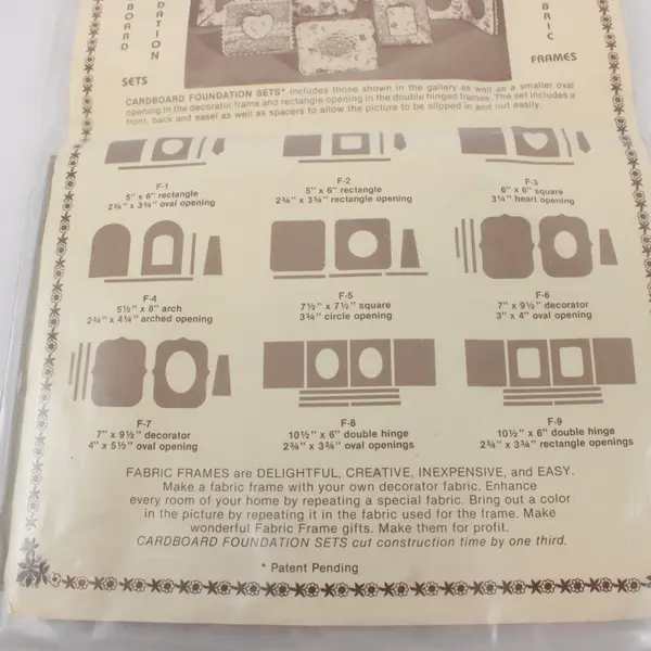 Vintage Home Arts F-8 Cardboard Foundation Set Fabric Frames