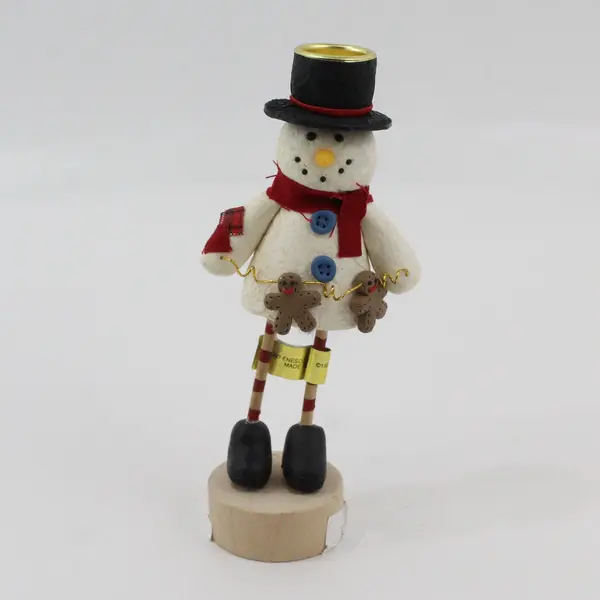 Enesco Vintage 1997 Snowman Taper Candle Holder 7in