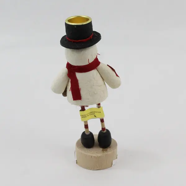 Enesco Vintage 1997 Snowman Taper Candle Holder 7in