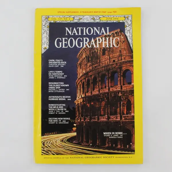 Vintage National Geographic Single Issue Magazine June 1970 Featuring Italy