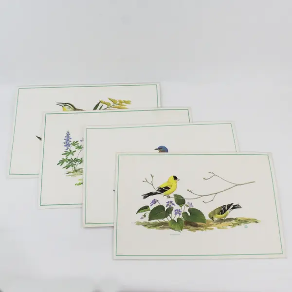 Set Of 4 Vintage 1971 Placemats Songbirds of America Chuck Ripper Laminated