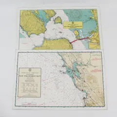 Set Of 2 VTG San Francisco Bay Depth Chart Nautical Signals Placemats Laminated
