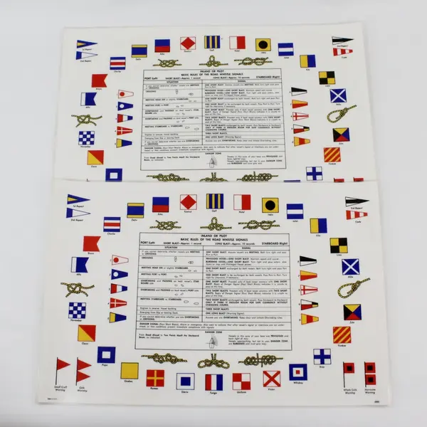 Set Of 2 VTG San Francisco Bay Depth Chart Nautical Signals Placemats Laminated