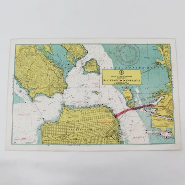 Set Of 2 VTG San Francisco Bay Depth Chart Nautical Signals Placemats Laminated