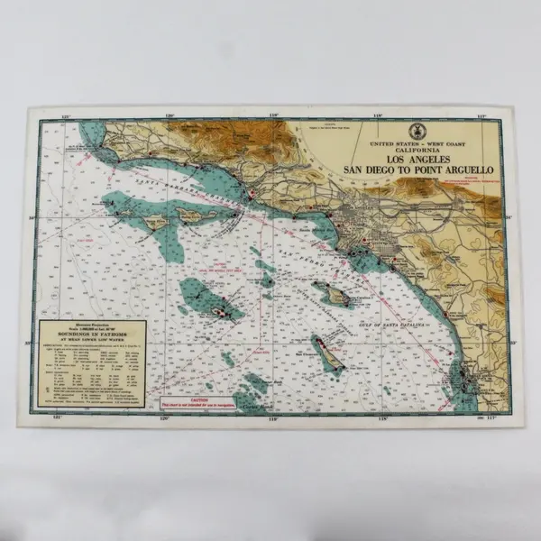 VTG Los Angeles California Depth Chart Nautical Signals Placemat Laminated