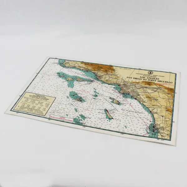 VTG Los Angeles California Depth Chart Nautical Signals Placemat Laminated