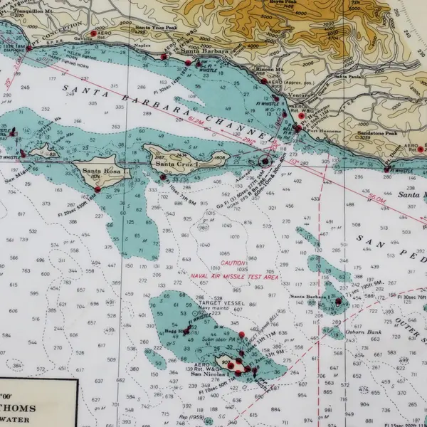 VTG Los Angeles California Depth Chart Nautical Signals Placemat Laminated