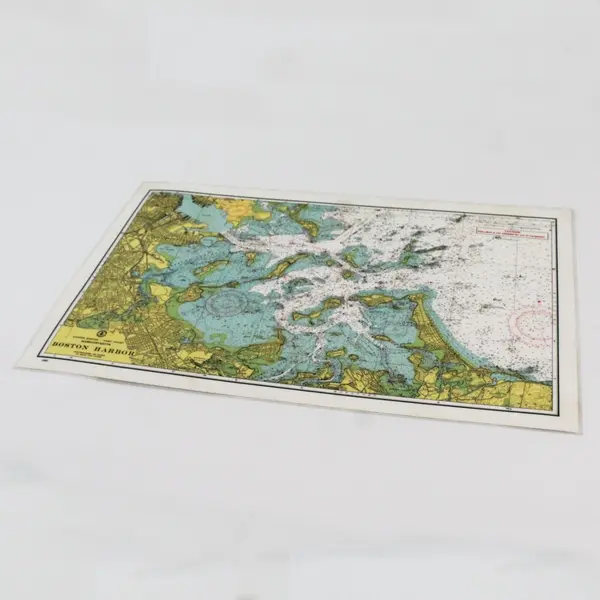 VTG BIRDWIN Boston Harbor Depth Chart Laminated Nautical Placemat