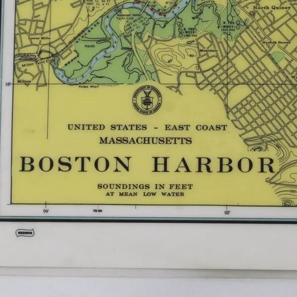 VTG BIRDWIN Boston Harbor Depth Chart Laminated Nautical Placemat