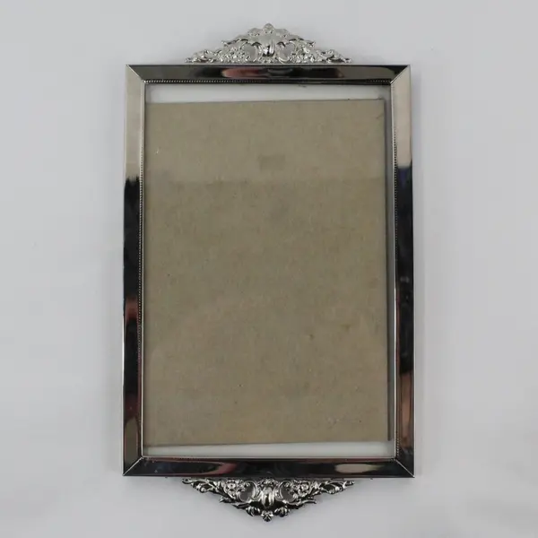 Ornate Silver-Colored Photo Frame with hanging attachment, 5.8"x8.8" 