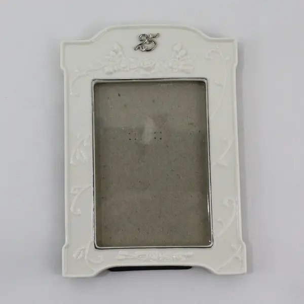 25th Wedding Anniversary White Porcelain Desktop Photo Frame Roman, Inc. 1997
