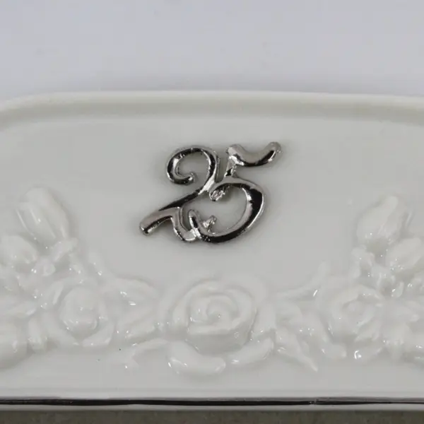 25th Wedding Anniversary White Porcelain Desktop Photo Frame Roman, Inc. 1997