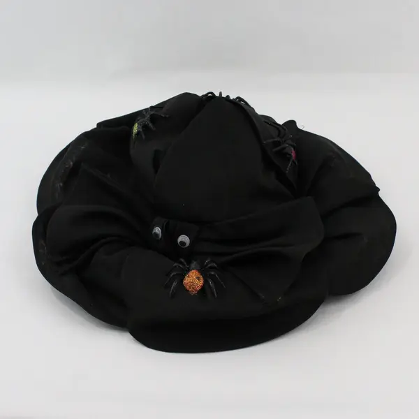 Sonni California Black Mesh And Fabric Halloween Hat With Spiders Bow With Eyes