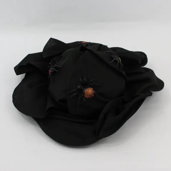 Sonni California Black Mesh And Fabric Halloween Hat With Spiders Bow With Eyes
