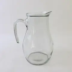 Clear Glass Pitcher Curved Bulbous Shape Serveware Decorative