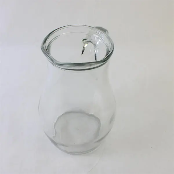 Clear Glass Pitcher Curved Bulbous Shape Serveware Decorative