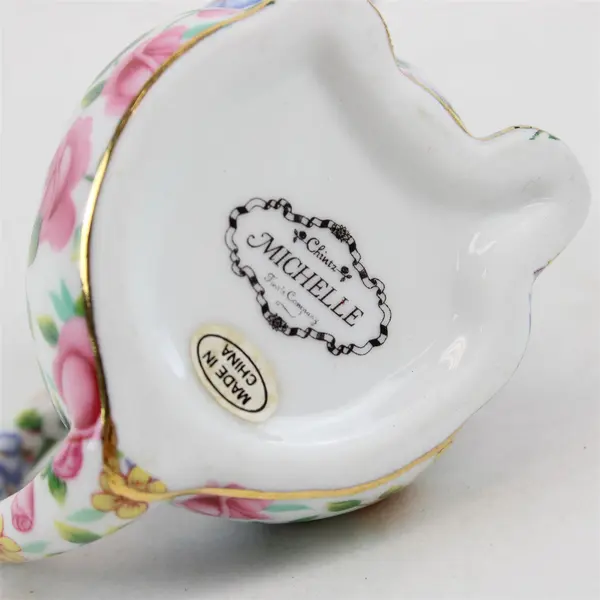 Vintage Two's Company Michelle Floral Chintz Cat-Shaped Porcelain Creamer