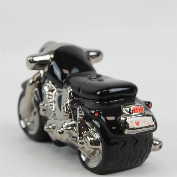 Vintage Biker Hogs Clay Art Salt & Pepper Shakers Ceramic Pigs on Motorcycle 