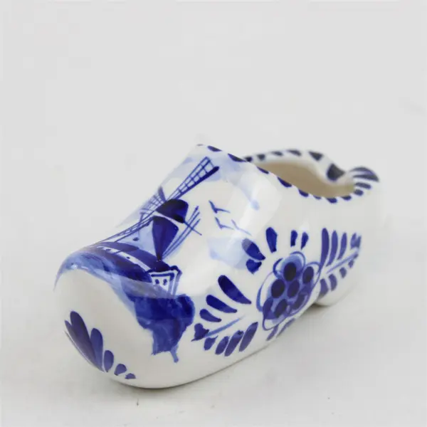 ELSWA Delft Blue Ceramic Clog Ashtray Hand-Painted Windmill Floral #014