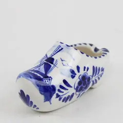 ELSWA Delft Blue Ceramic Clog Ashtray Hand-Painted Windmill Floral #014