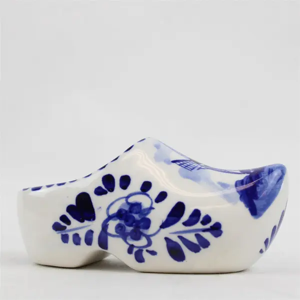 ELSWA Delft Blue Ceramic Clog Ashtray Hand-Painted Windmill Floral #014