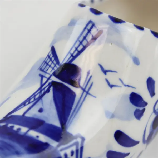 ELSWA Delft Blue Ceramic Clog Ashtray Hand-Painted Windmill Floral #014