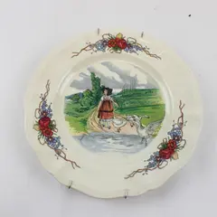 Vintage Sarreguemines Obernai Salad Plate Girl with Goose 8.25" France