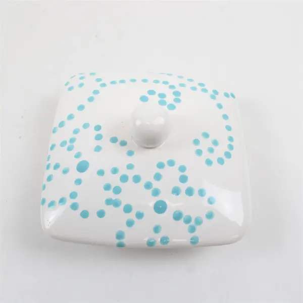 1-800-Flowers White Aqua Ceramic Candy Canister w/Lid Kitchen Storage