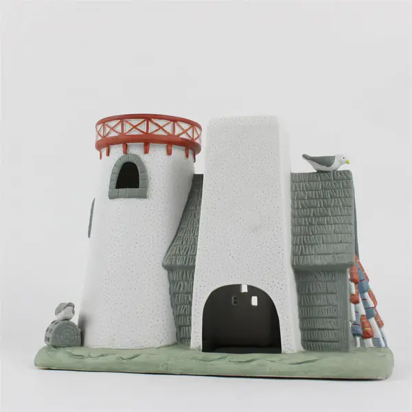 PartyLite Stoney Harbor Lighthouse Ceramic Tea Light Holder Coastal Decor