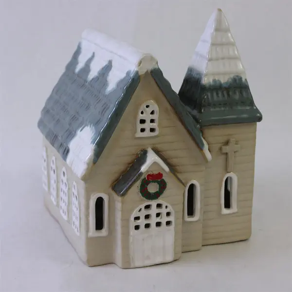 Snow Village Porcelain Church Christmas Holiday Village Collectible