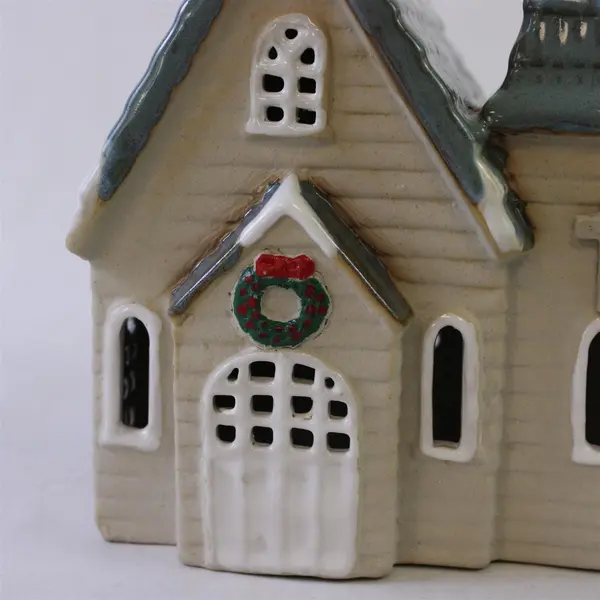 Snow Village Porcelain Church Christmas Holiday Village Collectible