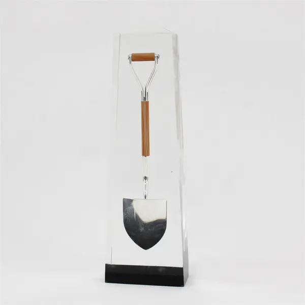 Professional Polished Chrome Ceremonial Shovel Wood Handle Display Case